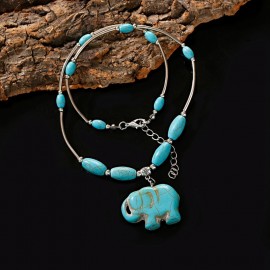 2020 Charm Boho Ethnic Gypsy Elephant Pendant Necklace Womens Statement Jewelry Turquoises Necklaces Collares