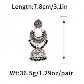 2020 Ethnic Silver Color Gypsy Indian Earrings For Women Boho Jewelry Beads Bell Tassel Jhumka Earrings Ladies Retro Earrings