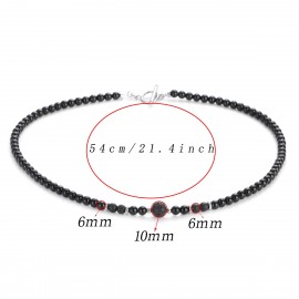 2023 Fashion Black Natural Stone Beads Necklaces Men Classic Handmade Lava Strand Beads Men's Necklace Jewelry Gift