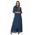 Hnad embroidered kurti with plazzo and dupatta