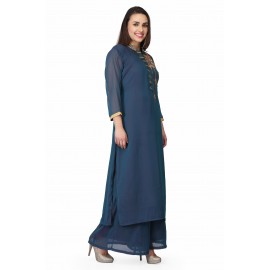 Hnad embroidered kurti with plazzo and dupatta