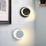 5W LED Wall Light Bedroom Bedside Lamp Modern Creative Crescent Shape Round Wall Lamp 360 Degree Rotation Adjustable Aluminum
