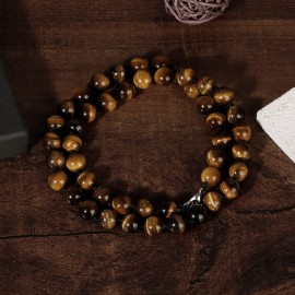 8mm Natural Stone Beaded Necklaces&Bracelets Women Handmade 50 Tiger Eye Beads Strand Charm Necklaces Men Yoga Jewelry