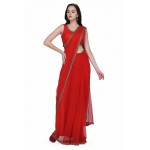 Designer Red Drape Sari
