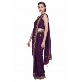 Designer hand crafted blouse with hand gold work Sari