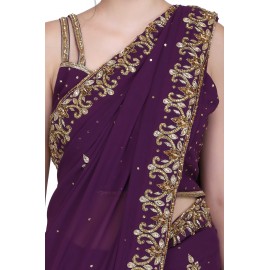 Designer hand crafted blouse with hand gold work Sari