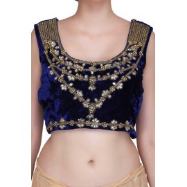Designer hand crafted blouse with ombre sari with velvet border