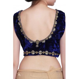 Designer hand crafted blouse with ombre sari with velvet border