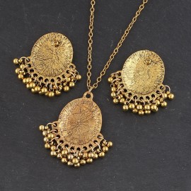 Afghan Vintage Tribal Blue Flower Statement Necklace Earring Jewelry Sets Gold Color Indian Chain Necklaces
