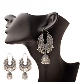 2020 Egypt Vintage Women's Gold&Silver Color Jhumka Bells Tassel Earrings Ethnic Turkish Tribal GypsyRound Hollow Indian Jewelry