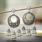 2020 Silver Color Round Egypt Vintage Jhumka Bells Tassel Earrings For Women Flower Classic Turkish Tribal Gypsy Indian Jewelry