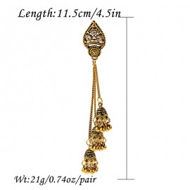 2020 Women's India Geometric Long Chain Tassel Hanging Dangle Drop Earrings Tibetan Jewelry Bohemia Bell Jhumka Earrings