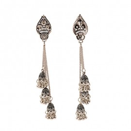 2020 Women's India Geometric Long Chain Tassel Hanging Dangle Drop Earrings Tibetan Jewelry Bohemia Bell Jhumka Earrings