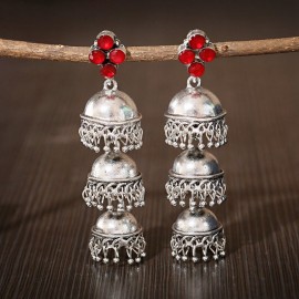 2020 Women's Vintage Silver Color Bells Jhumka Earrings Indian Jewelry Turkish Tassel Earrings Tribal Gypsy Jewelry
