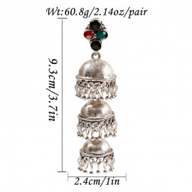 2020 Women's Vintage Silver Color Bells Jhumka Earrings Indian Jewelry Turkish Tassel Earrings Tribal Gypsy Jewelry