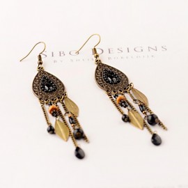 2022 Indian Jewelry Ethnic Water Drop Tassel Earrings For Women Gypsy Bohemia Beads Gold Color Leaf Long Earrings Charm Jewelry