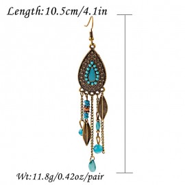 2022 Indian Jewelry Ethnic Water Drop Tassel Earrings For Women Gypsy Bohemia Beads Gold Color Leaf Long Earrings Charm Jewelry
