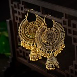 2022 Traditional Indian Ethnic Tassel Dangle Earrings For Women Big Round Gypsy Jhumka Jhumki Earring Statement Drop Earrings
