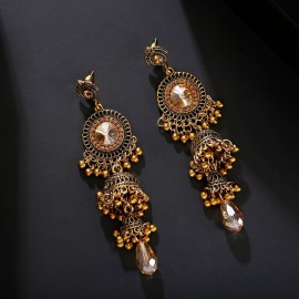 2022 Women's Vintage Ethnic Silver Color Indian Jhumka Bell Tassel Earrings Retro Gypsy Drop Earrings Brincos Jewelry