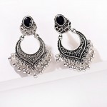 Antique Tibetan Silver Color Women's Bohemia Style Earrings Tassels Round Stud Earrings Tribal Ethnic Earrings