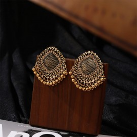 Classic Ethnic Gold Color Square Flower Drop Earrings For Women Pendient Gyspy Boho Afghan Tassel Ladies Indian Earring Jewelry