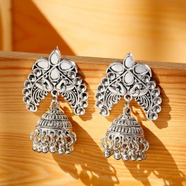 Classic Three Bells Long Indian Ladies Earrings Tibetan Jewelry Orecchini Etnici Vintage Silver Color Alloy Wedding Earrings
