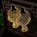 Classic Vintage Egypt Gold Color Jhumka Jhumki Earrings Women Tibetan Indian Jewelry Ethnic Bells Tassel Tribal Gypsy Earings