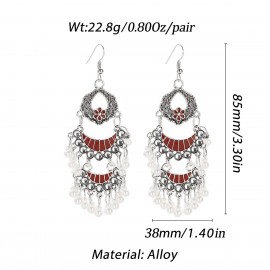 Classic White Dripping Oil Indian Earring Jewelry For Women Pendient Ethnic Pearl Tassel Earring Tibetan Jewelry