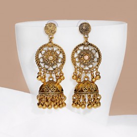 Classic Women's Silver Color Flower Earrings Turkey Bijoux Vintage Bohemia  Earrings Ethnic Tribe Indian Jewelry