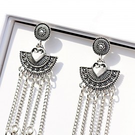 Egypt Turkish Classic Antique Women's Geometric Alloy Long Chain Tassel Jhumka Earrings 2019 Bohemia Indian Dangle Drop Earrings