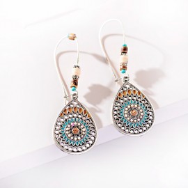 Ethnic Dangle Earrings Bohemian India Jewelry For Women Hollow Crystal Beads Out Dripping Oil Earrings Tibetan Jewelry
