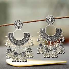 Ethnic Fashion Women Sector Jhumka Earrings Indian Jewelry Ethnic Hippie Tribe Boho Bells Tassel Dangle Earrings Bijoux
