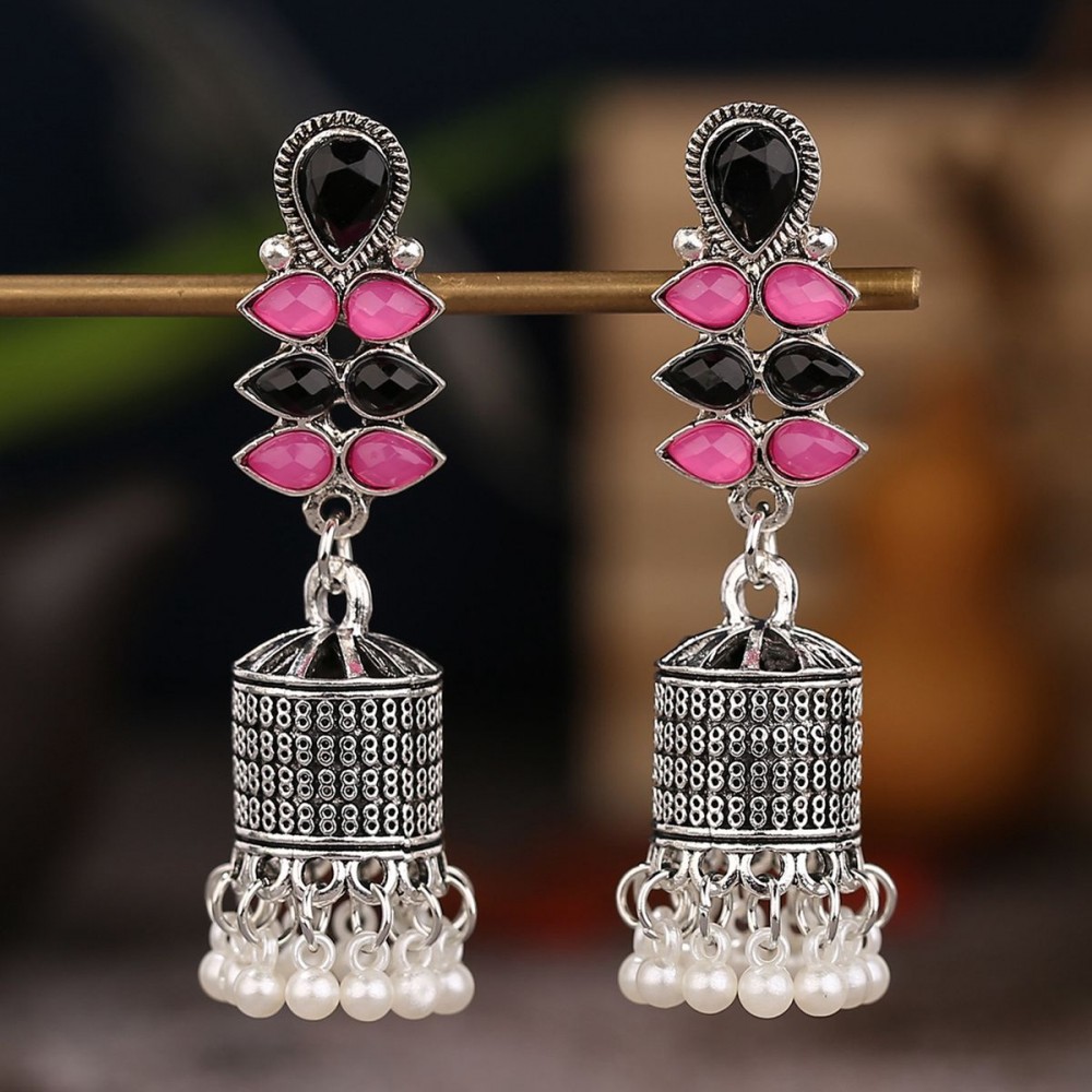 Ethnic Silver Color Bell Indian Earrings For Women Pendient Vintage Gyspy CZ Leaf Ladies Earring Jewelry Oorbellen Hangers