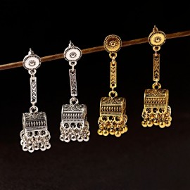 Ethnic Unique Indian Earrings Boho Tibetan Jewelry Women Gypsy Geometric Hippie Turkish Jhumka Long Carved Earrings Bijoux