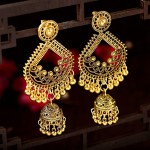 Ethnic Women Big Gold Color Dangle Earrings Jhumka Indian Earrings Vintage Drop Earring Lantern Tassel Palace Orecchini Donna