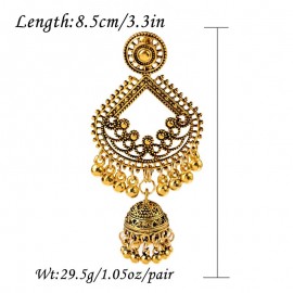 Ethnic Women Big Gold Color Dangle Earrings Jhumka Indian Earrings Vintage Drop Earring Lantern Tassel Palace Orecchini Donna