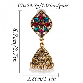 Ethnic Women's Crystal Indian Jewelry Gypsy Earrings Hangers Boho Vintage Tribe Imitation Pearls Tassel Earrings Fashion Jewelry