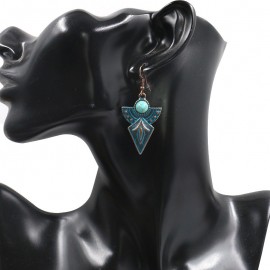 Ethnic Women's Gypsy Shield Bronze Earrings Handmade Vintage Turquoises Beads India Earrings Oorbellen