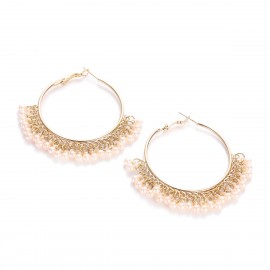Gypsy Ethnic Big Round Gold Color Ladies Earrings Fashion Jewelry Women's Pearl Beads Tassel Earrings Boucles D'oreilles