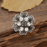 Indian Jewelry Flower Indian Rings Engraved Retro Silver Color Alloy Zircon Party Female Finger Ring Stylish