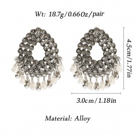 Luxury Classic White Zircon Silver Color Drop Earrings For Women Pendient Gyspy Boho Pearl Tassel Ladies Indian Earring Jewelry