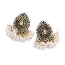 Luxury White CZ Water Drop Earrings For Women Ethnic Vintage Bohemian Gold Color Statement Earrings