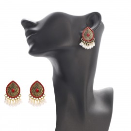 Luxury White CZ Water Drop Earrings For Women Ethnic Vintage Bohemian Gold Color Statement Earrings
