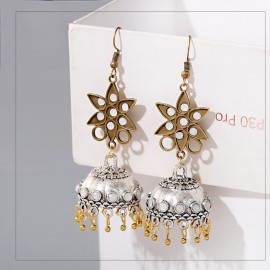New Vintage Silver Color Star Earrings For Women's Ethnic Bells Statement Dangle Earring Boho Jewelry
