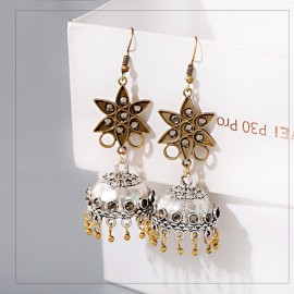 New Vintage Silver Color Star Earrings For Women's Ethnic Bells Statement Dangle Earring Boho Jewelry