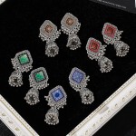 Pendientes Boho Vintage Square Silver Color Indian Earrings For Women Ethnic Beads Bells Tassel Wedding Earrings