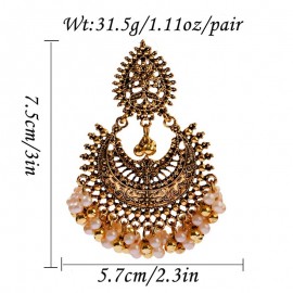 Pendientes Earrings For Women 2021 Flower Boho Indian Jewelry Ladies Retro Pearl Tassel Indian Jhumka Earrings