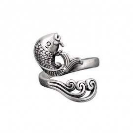 Retro Carved Peacock Rings Indian Jewelry Female Vintage Tibetan Silver Finger Ring Stone Banquet Jewelry Gifts