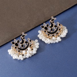 Retro Corful Peacock Earrings Summer Women's Ethnic Pearl Tassel Earrings Piercing Wedding Jewelry Gifts