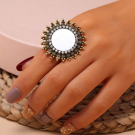 Retro Silver Color Peacock Rings Statement Indian Jewelry Retro Party Female Tassel Finger Ring Banquet Jewelry Gifts